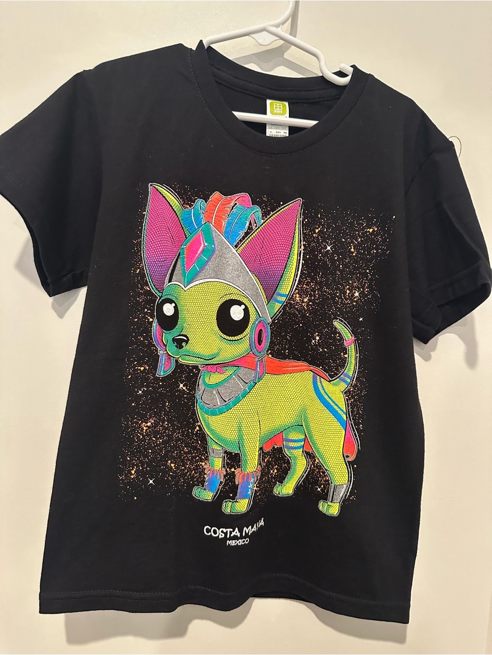 Costa Maya Kids Neon Chihuahua Graphic Tee - Black